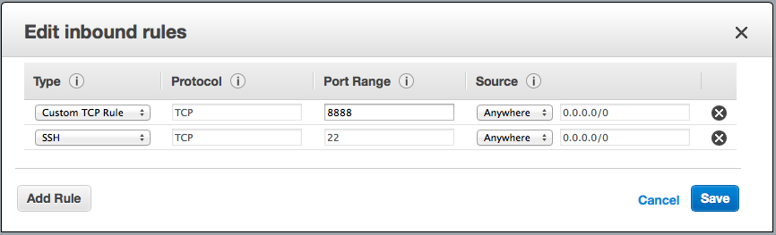 Add custom TCP rule